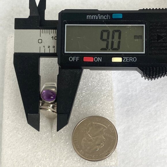 Sterling Silver 925 Asymmetric Oval Purple Amethyst Cabochon Ring Sz 5.75 - Picture 15 of 16